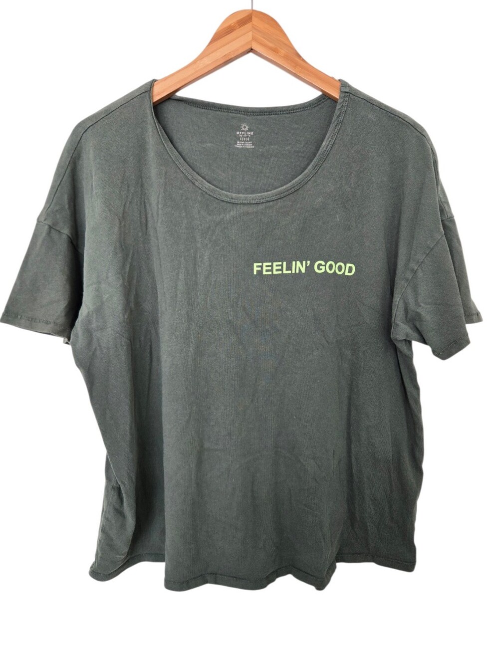 OFFLINE by Aerie “Feelin’ Good” Oversized Graphic T-Shirt Gray Large